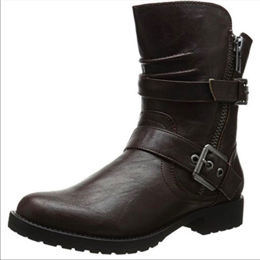 Penny Loves Kenny Moto Style Boots Brown Size 7 NIB